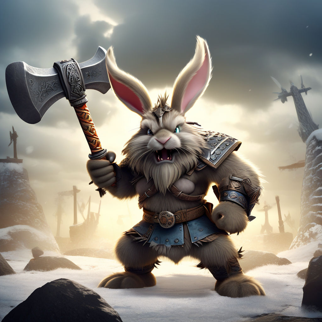 evil easter bunny dirty fur fangs claws scary muscular - Playground