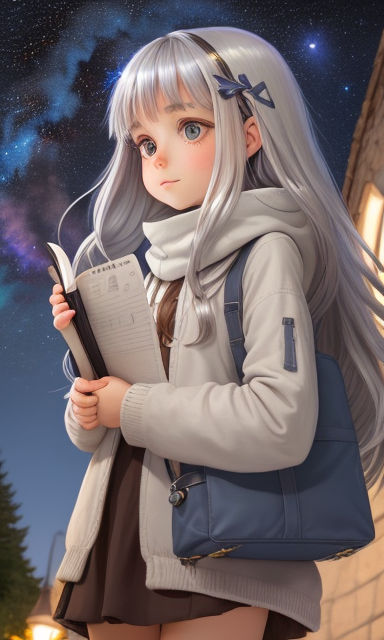 Anime Girl With Blue Eyes And White Hair That Walks With