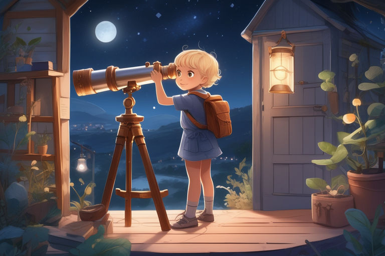 Anime girl stargazing. Cute girl looking at the night sky. Atmospheric,  moody feeling. Manga, lofi style. Sad beautiful background. 4K night. With  clouds and stars. Stock Illustration