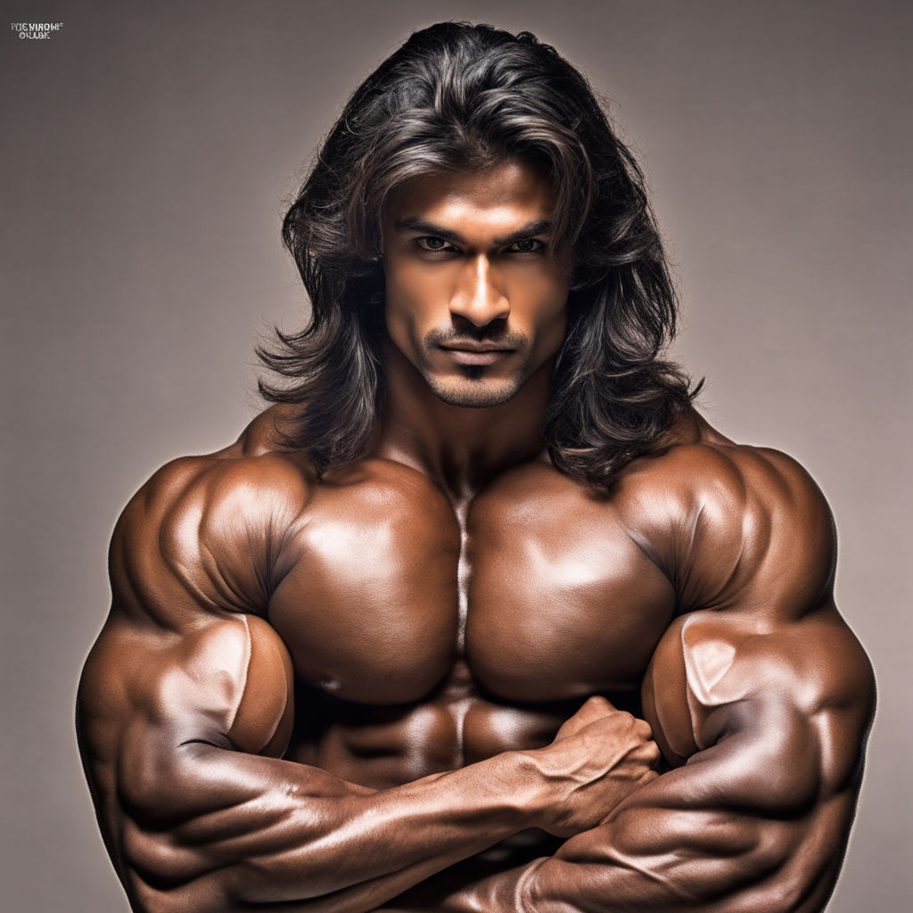 Bodybuilder with long hair