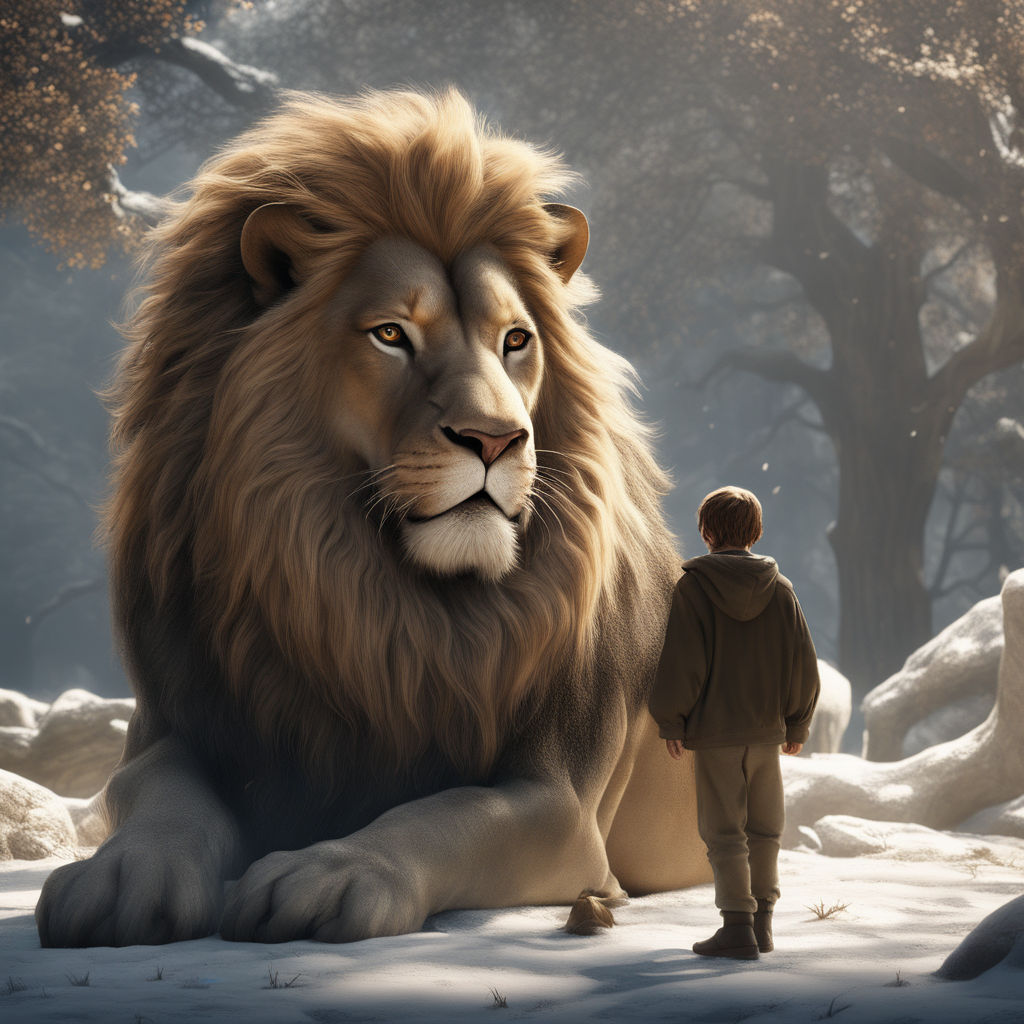 The lion Aslan, from The chronicles of narnia, in the nature