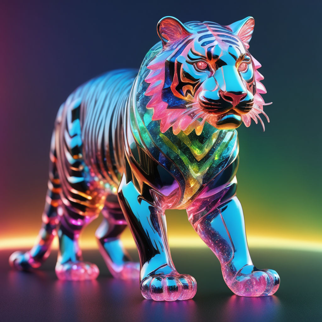 Ilustrações 3d de mascote animal de arte digital de um tigre em fundo  isolado