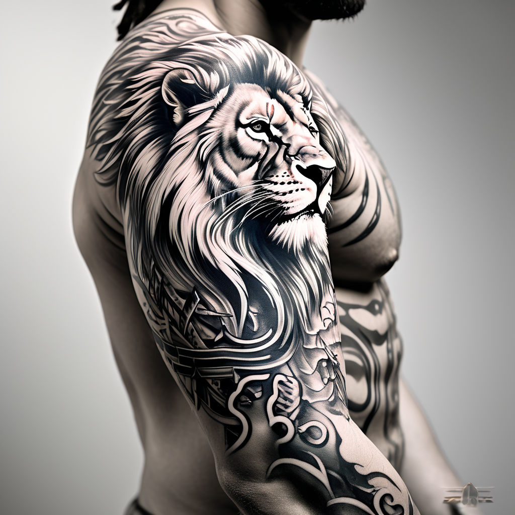 Lion Roar Artistic Svg, Lion Head Svg, Lion Tattoo Svg (1)