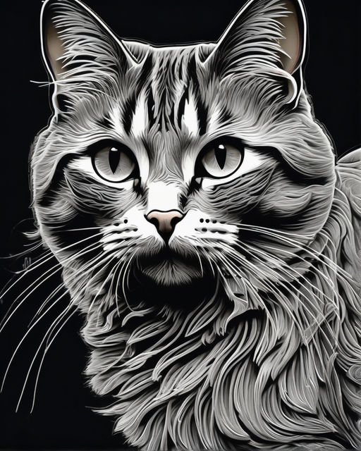 Scratchboard Cat Face by Lara H