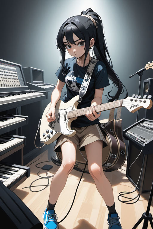 Anime Girl Playing Guitar Student Room 4K Wallpaper iPhone HD Phone #9380f