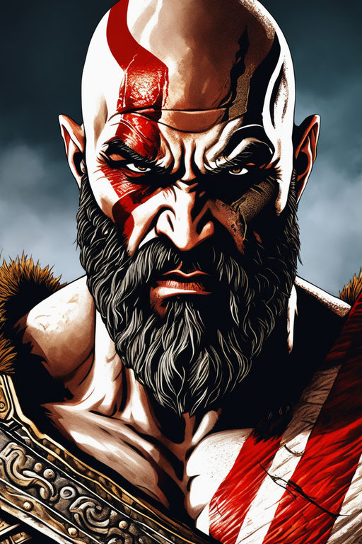 kratos is shouting in his spartan rage type - Playground