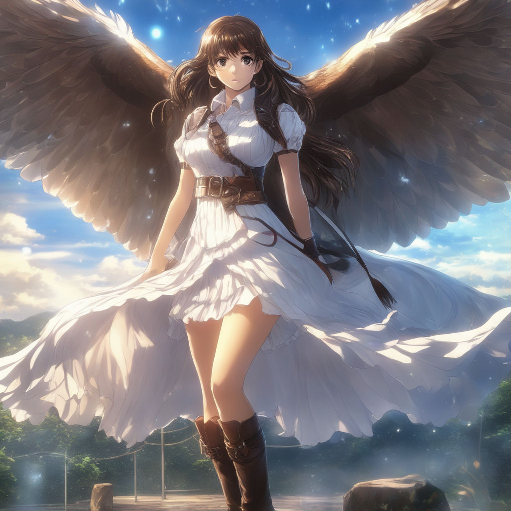 beautiful girl angel wings anime Character Portra  OpenArt