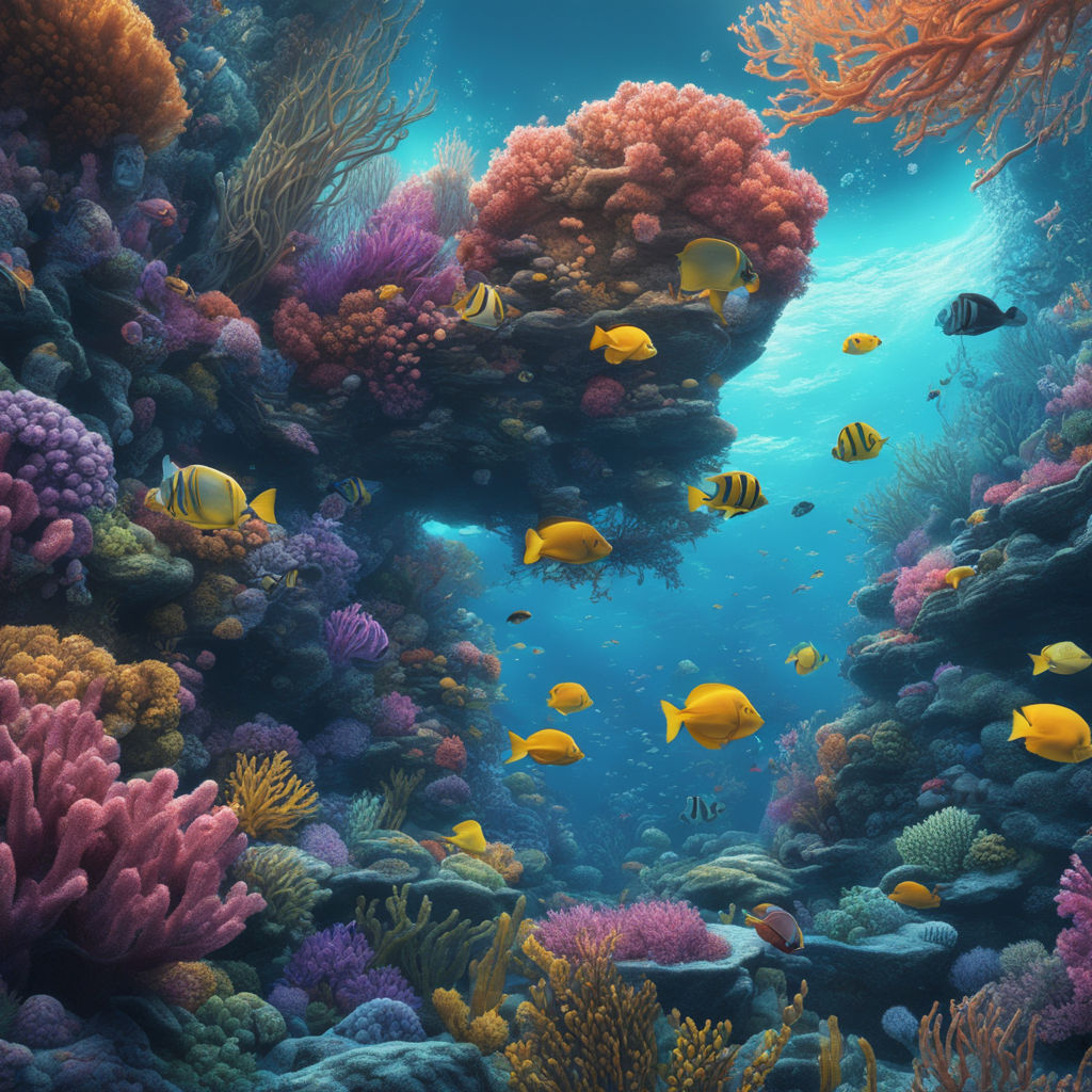 ocean underwater coral reef drawing