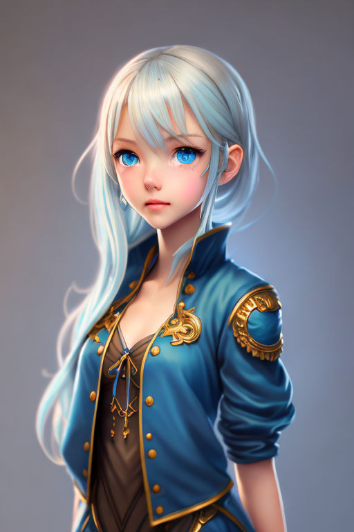 Masterpiece, fantasy world, original, 2d anime character, cute girl, white  hair, blue eyes