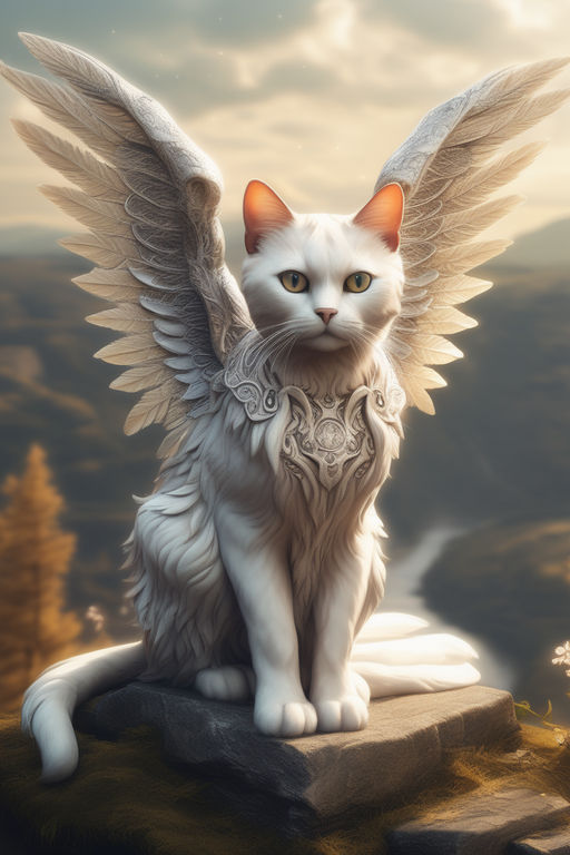 A mythical creature with ragdoll cat, wings - pokemon inspired