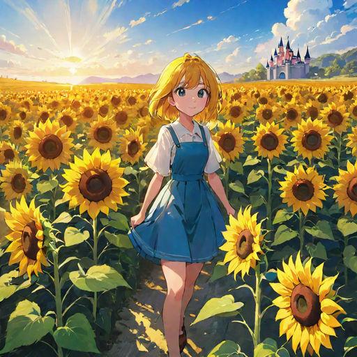 Sunflower Anime Drawing by sophia123 - DragoArt