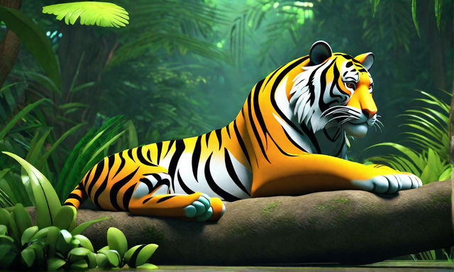 Ilustrações 3d de mascote animal de arte digital de um tigre em fundo  isolado