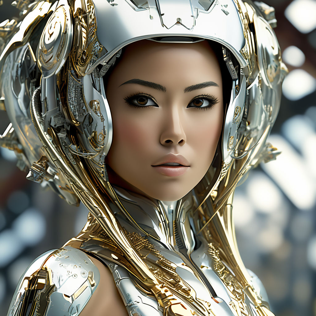 Portrait of a Japanese woman, wearing a futuristic