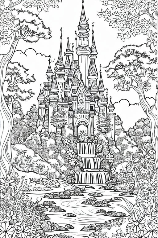 Grayscale little fairy girl coloring page, printable coloring book page,  Grayscale coloring pages for kids and adults (AI generated image)