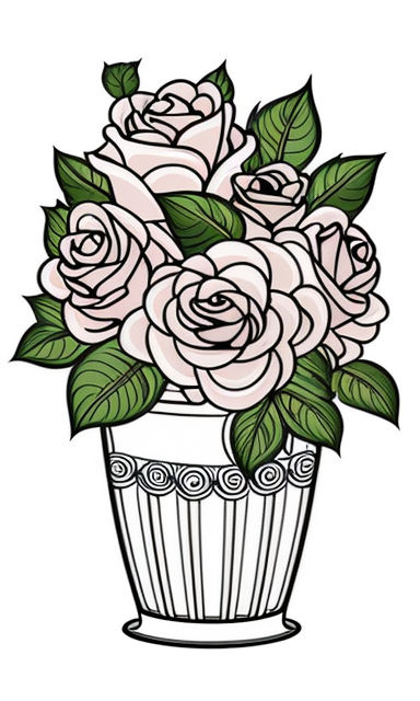 rose flower of pot line art design coloring page drawing illustration  9004354 Vector Art at Vecteezy