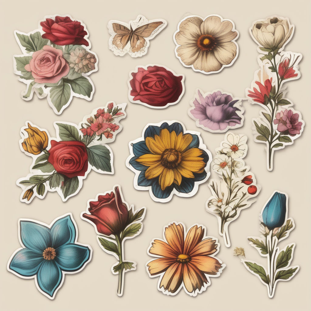 Flower - Minimalistic Vintage Flower' Sticker