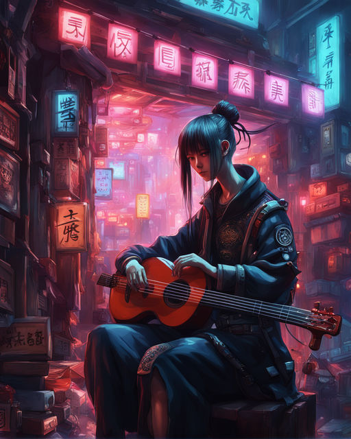 A boy plays the shamisen by Chep-usha -- Fur Affinity [dot] net