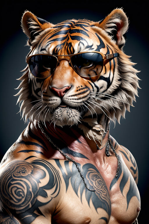 Cool cartoon tiger in sunglasses hands pockets Vector Image