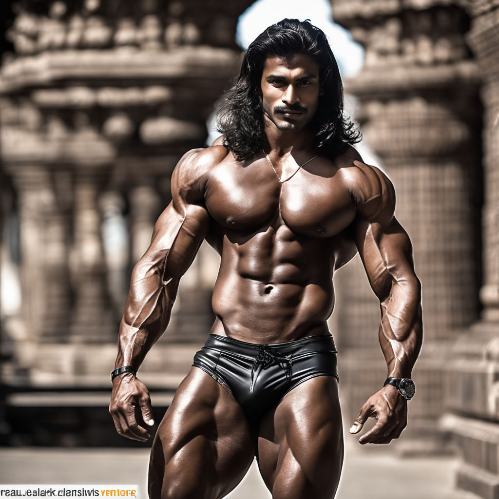 Bodybuilder with long hair