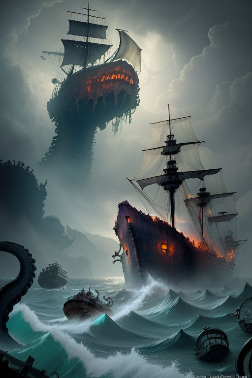 kraken sinking a ship