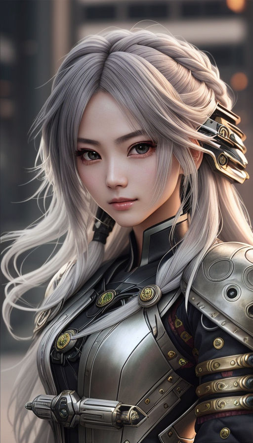 girl beautiful anime style white hair - Playground