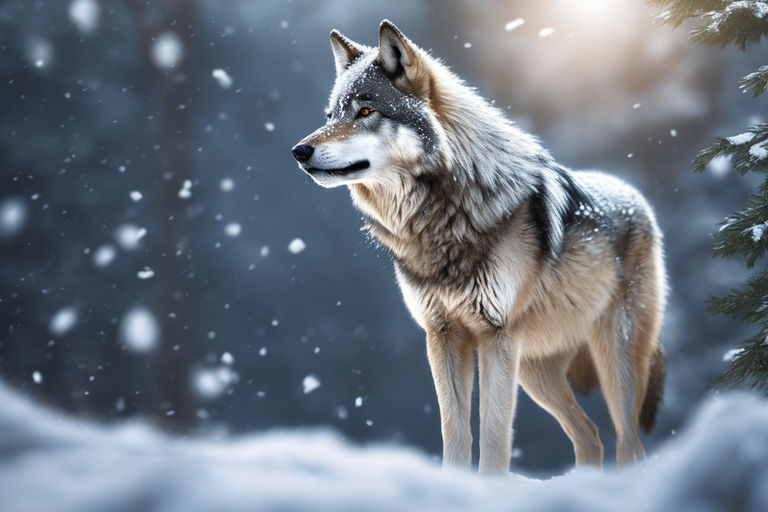 black wolf in snow wallpaper