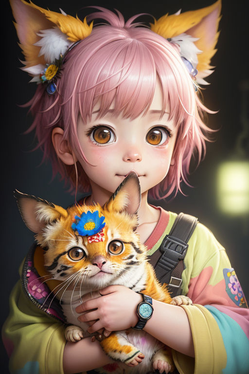 cat girl with pink hair - Playground