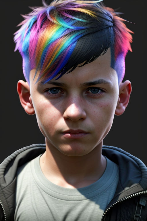 rainbow hair boy