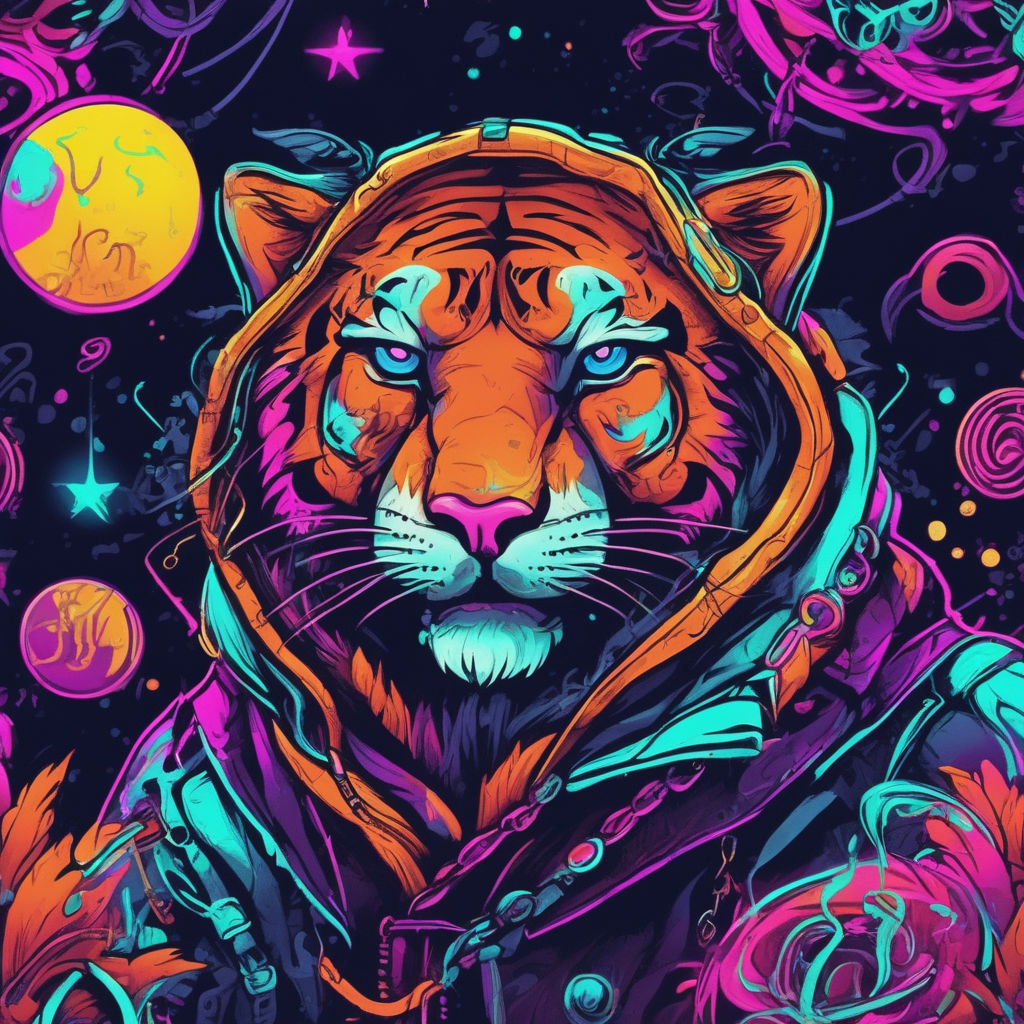 cool colored tiger drawings