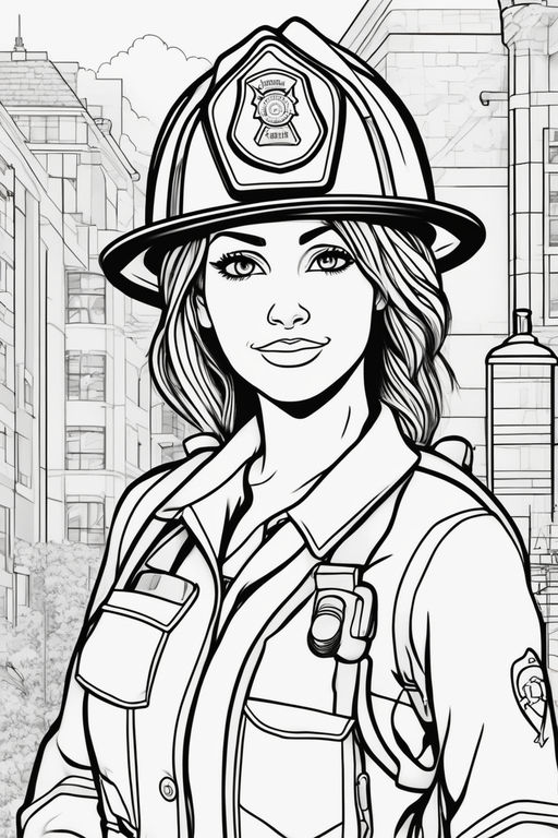 girl firefighter coloring page