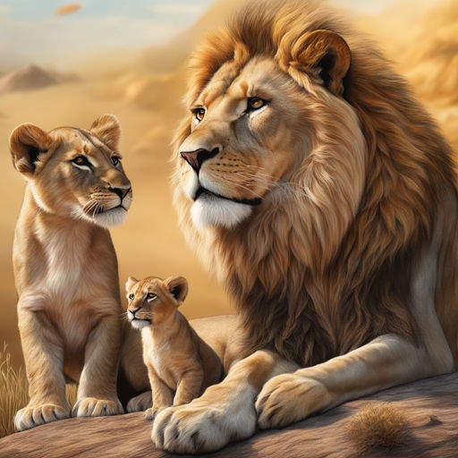 lioness and cubs drawing