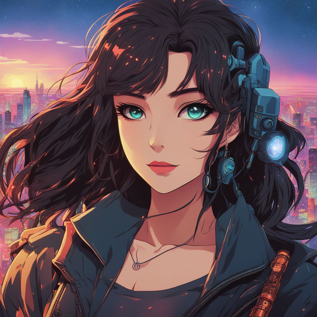 looking at viewer, anime, anime girls, leather tights, cyberpunk, portrait  display, AI art