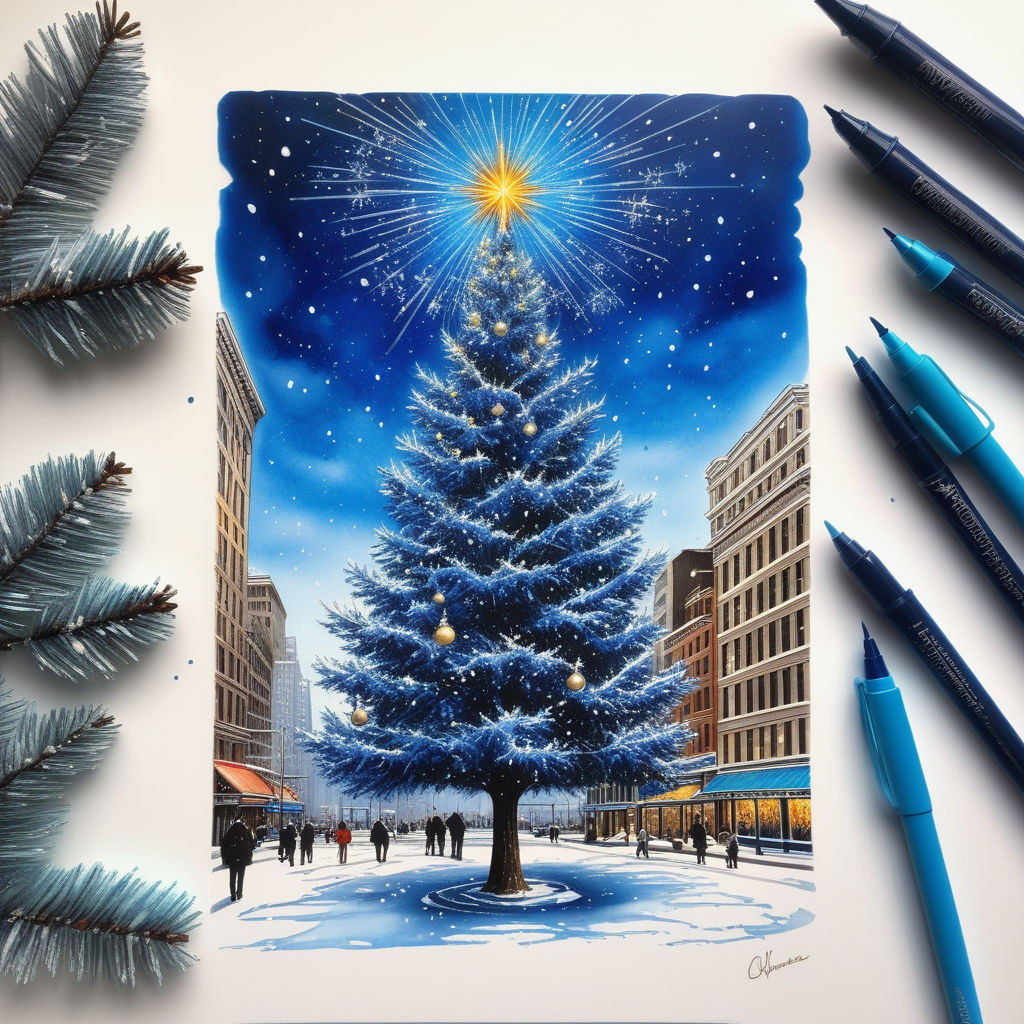 How to draw Christmas scenery drawing and painting with Christmas tree and  snow man - YouTube