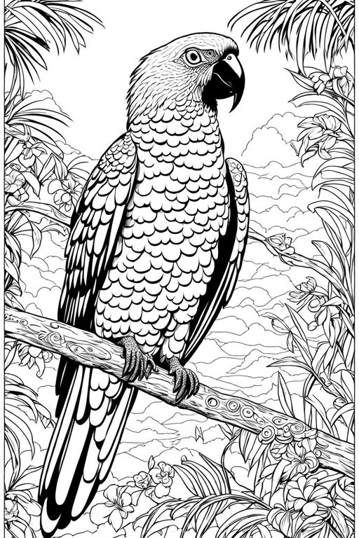 Parrots, tropical birds. Outline drawing, sketch for coloring. Vector  27001285 Vector Art at Vecteezy