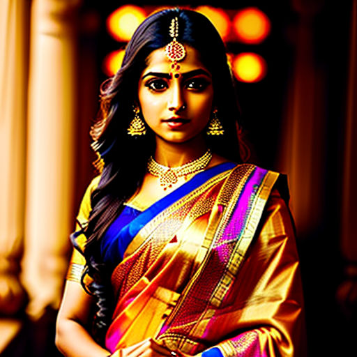 Premium Photo | Young lady from Tamil Nadu in Kanchipuram silk saree  radiating elegance and captivating charm