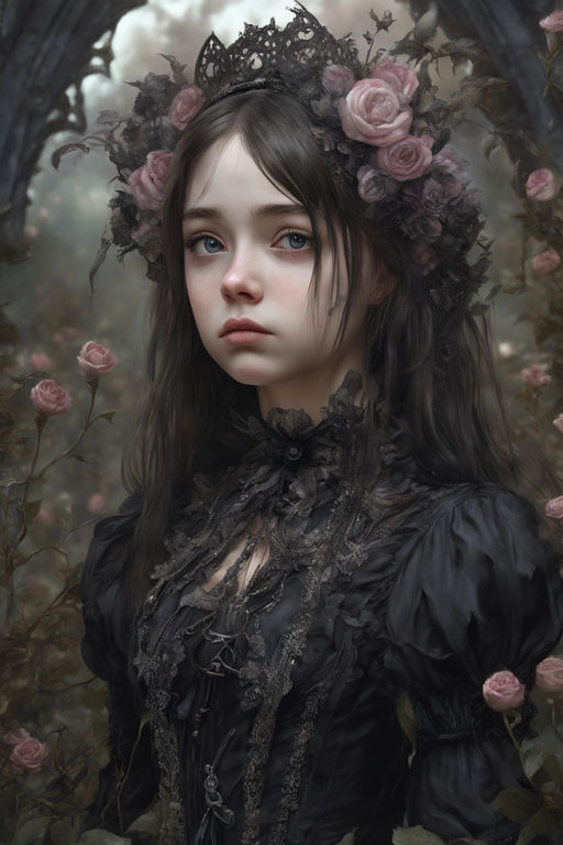 A portrait of a cute goth teen girl - Playground