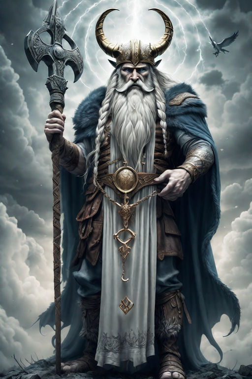 HD wallpaper: Norse God Odin wallpaper, painting, Vikings, Gungnir