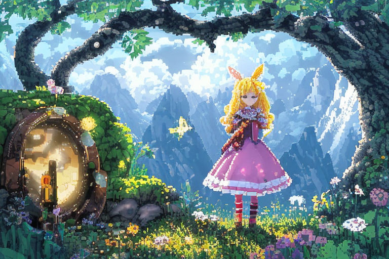 prompthunt pixel art boho bohemian Hungarian steppe fantasy kawaii magical  girl anime character design realistic proportions full body sprite