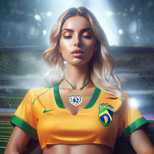 Illustrations of Beautiful Brazilian woman holding Brazil flag for