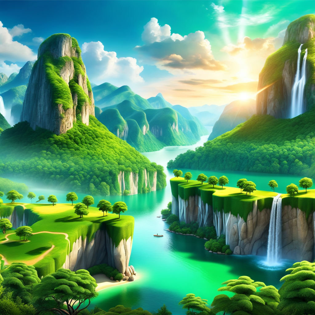 Sonic green hill zone background mountain waterfall