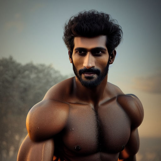 A hyper-realistic detailed Indian cute muscular Jacq