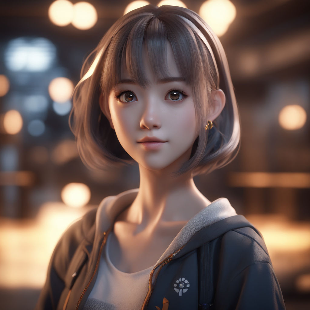 Cute Cyberpunk Anime Girl Character | Poster