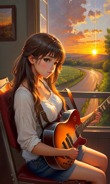 cute girls with guitar wallpapers