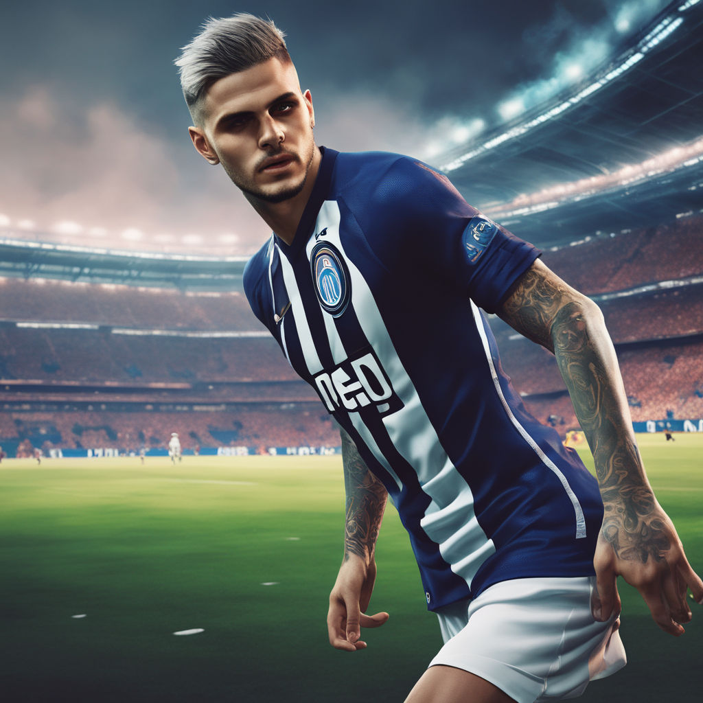 blue and white stripped soccer jersey - Playground AI