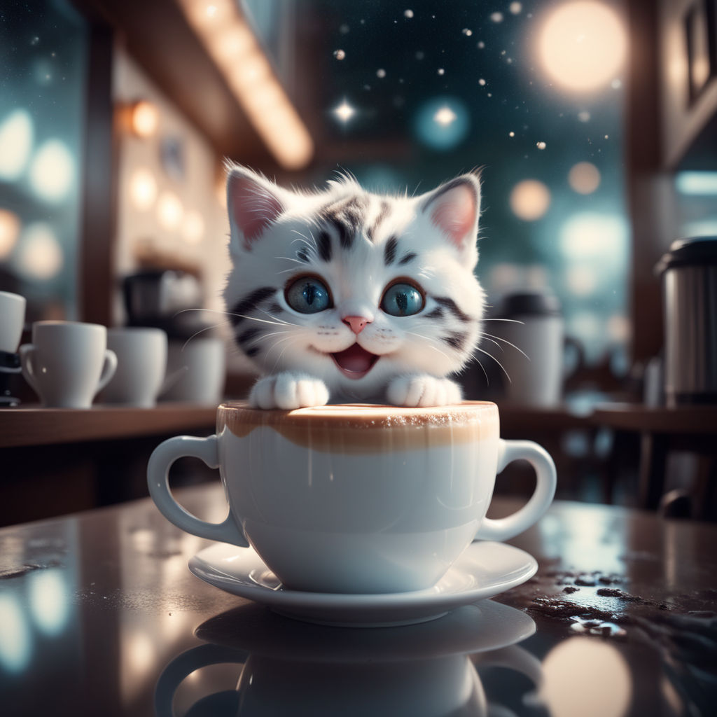 coffee foam cat