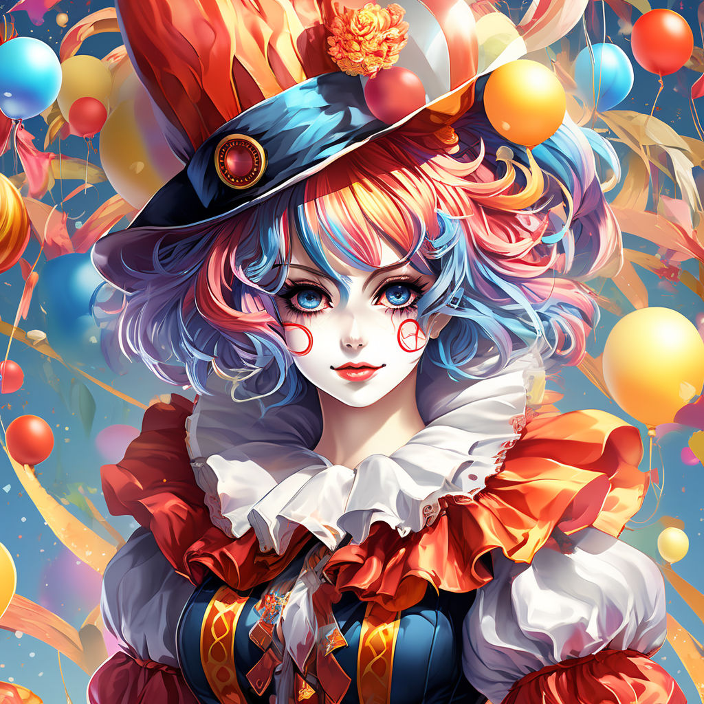 Clown Anime Halloween Cute Colorful Boy Animeboy Acg - Cute Anime Clown Boy  - Free Transparent PNG Download - PNGkey