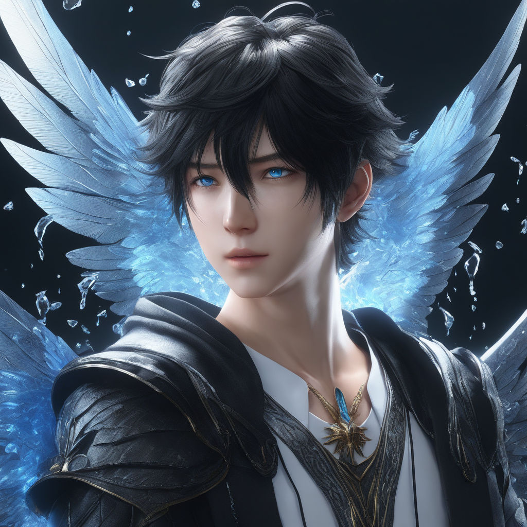 anime boys with black hair angel