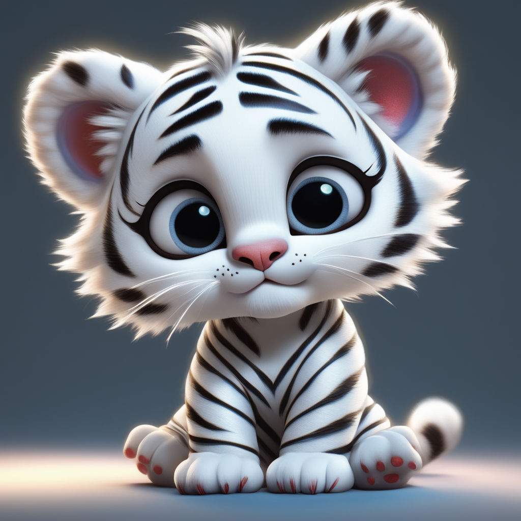 cute cartoon baby white tiger