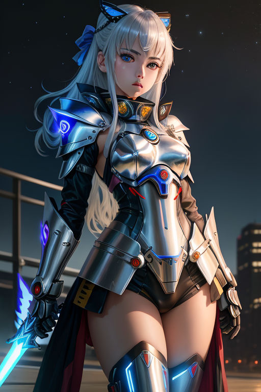 Anime girl in technological armor, cyborg costume, heroine. 25337048 Vector  Art at Vecteezy