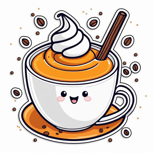 Coffee Cup Logo, Cute Coffee Cup Cartoon line art colorful Vector